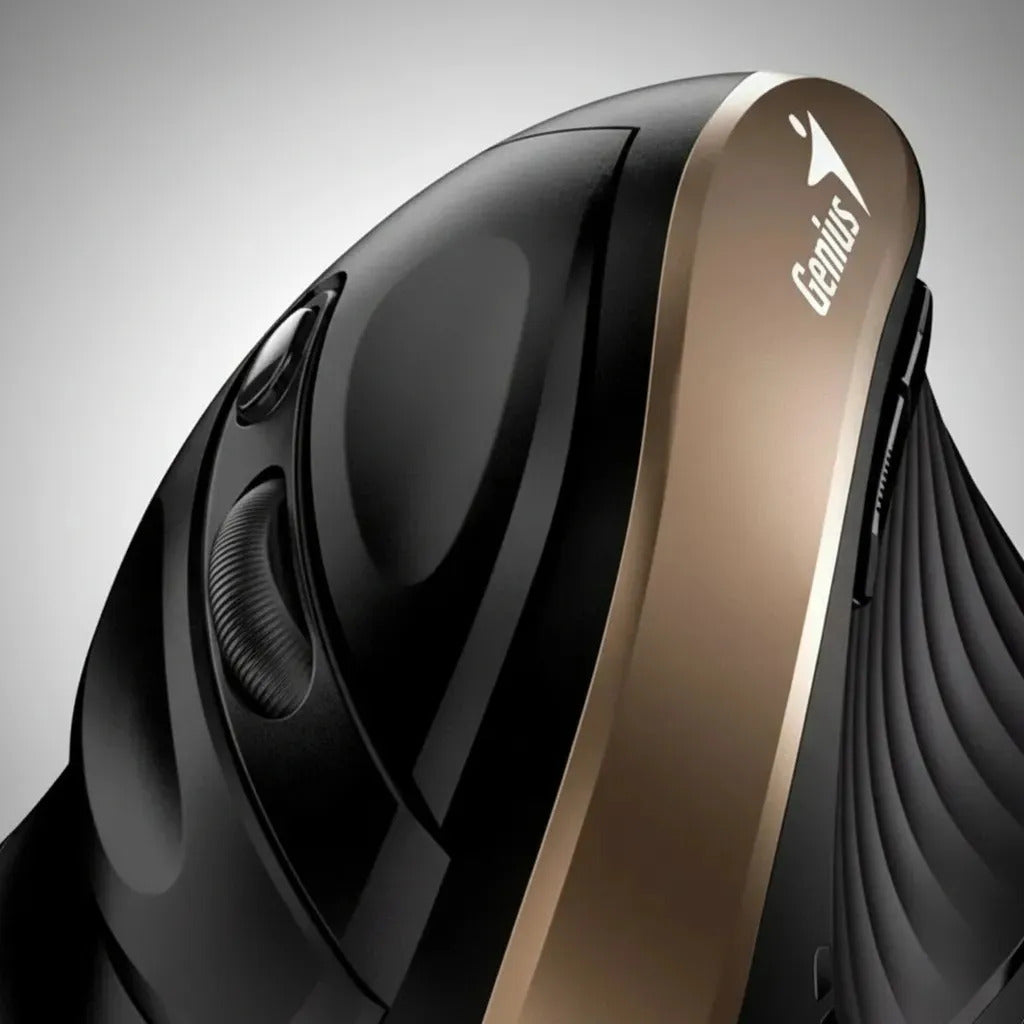 Mouse Inalámbrico Genius Ergo 8250S Silent - Ergonómico - Dorado/Negro