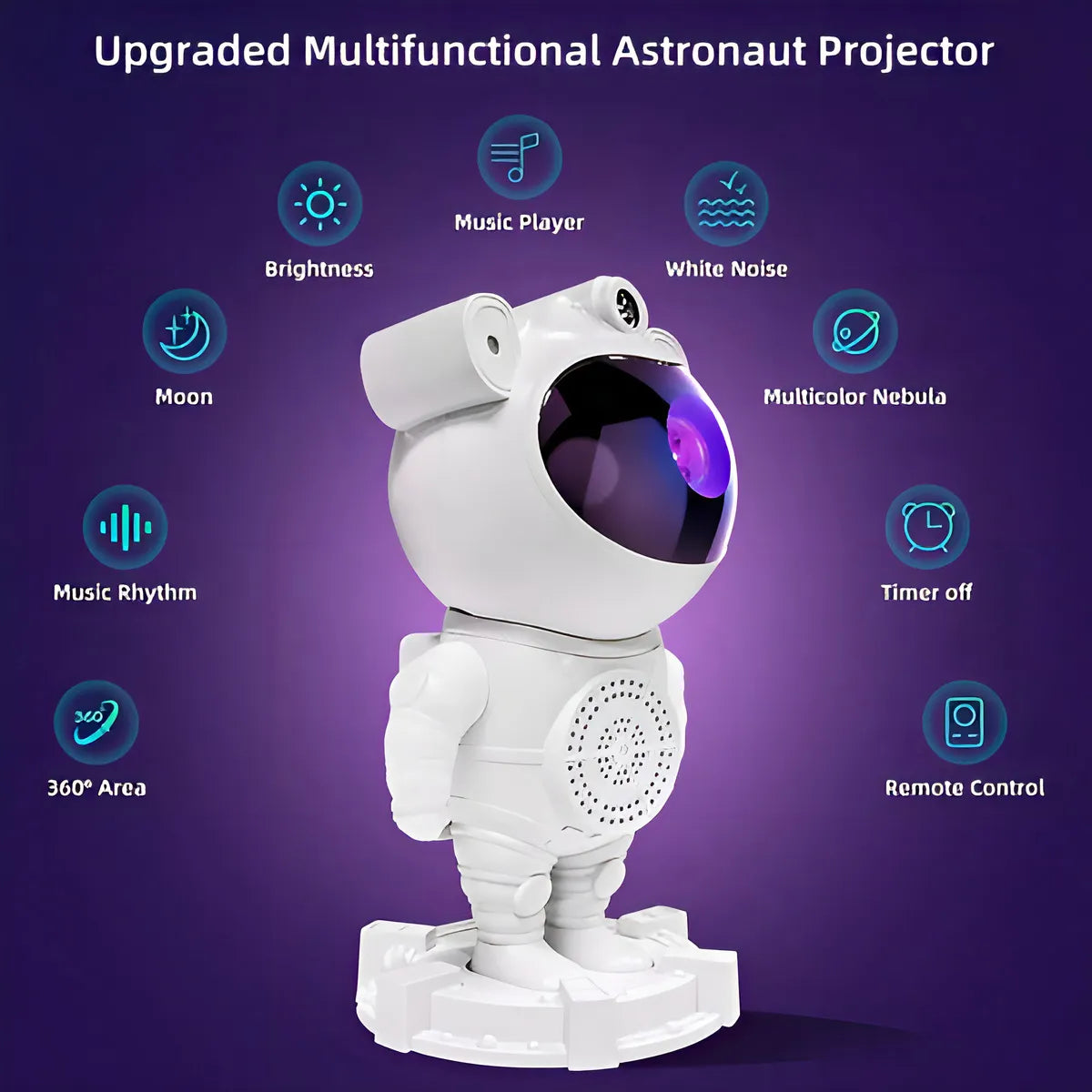 Proyector Galaxia Astronauta con Parlante Bluetooth – Nebulosa LED Blanco