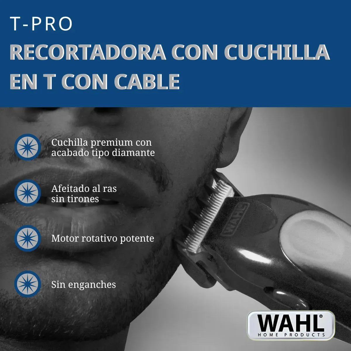 Wahl T-Pro con Cable — Recortadora Profesional para Delineado, Detalle y Fade