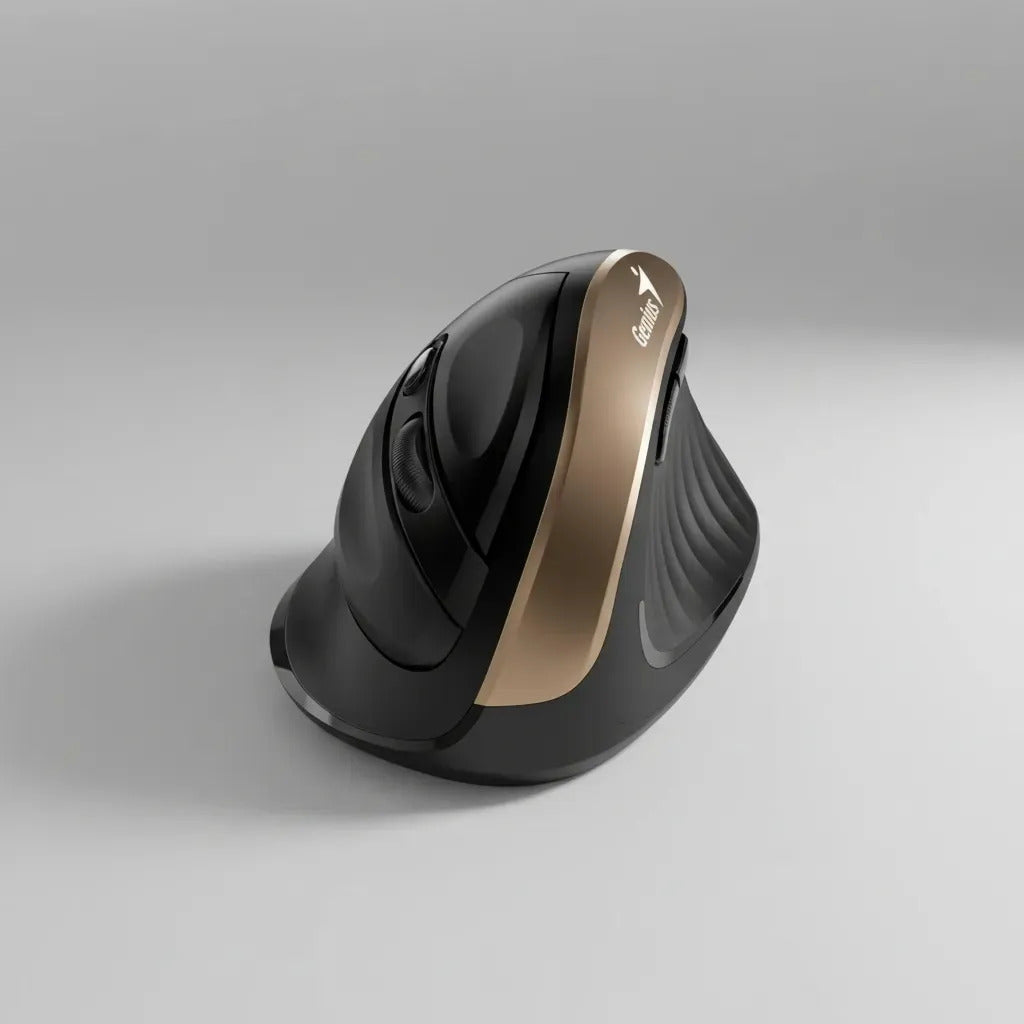 Mouse Inalámbrico Genius Ergo 8250S Silent - Ergonómico - Dorado/Negro