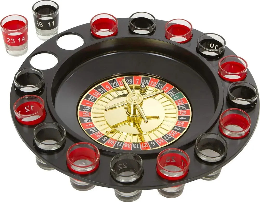 Ruleta de Shots para Bebidas con Vasos – Juego de Fiesta Tipo Casino