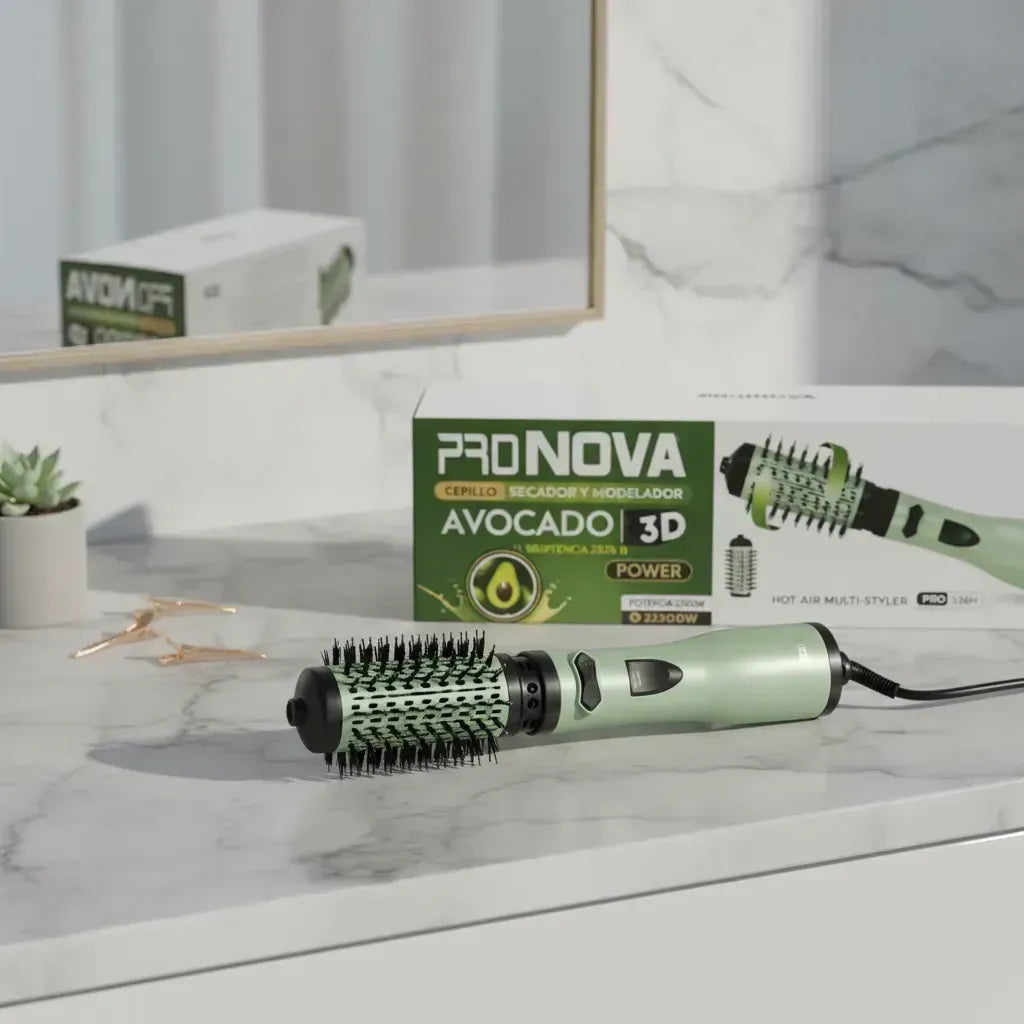 Cepillo Secador Y Modelador Giratorio 360° Pronova Avocado 3D Power 2200 W Con 2 Cabezales
