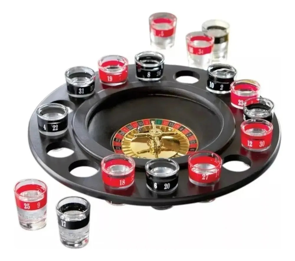 Ruleta de Shots para Bebidas con Vasos – Juego de Fiesta Tipo Casino