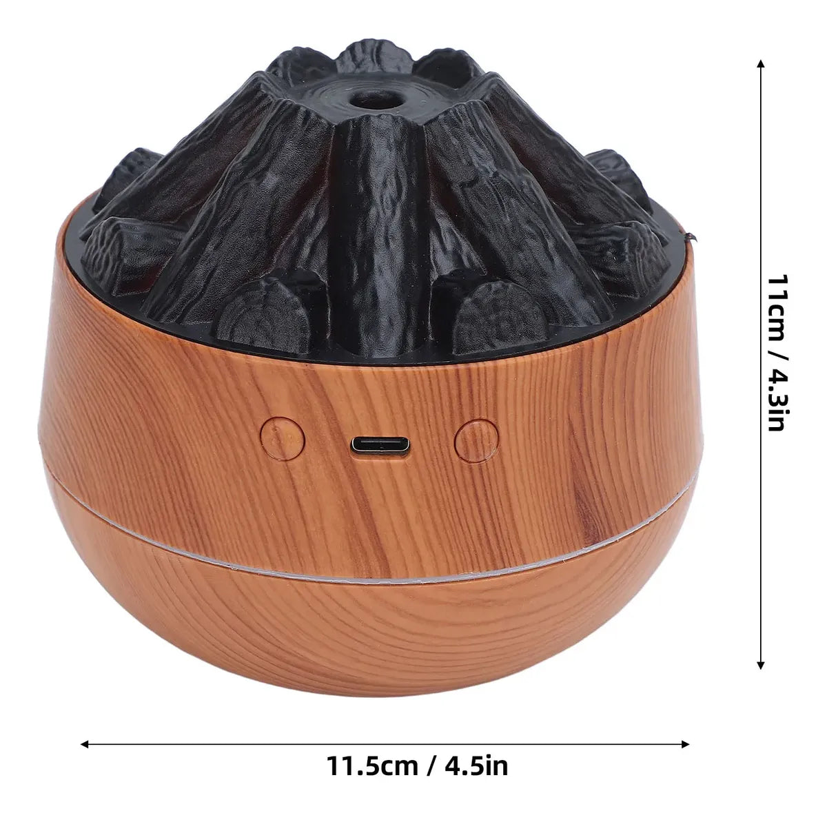 Humidificador Difusor Tipo Fogata con Leños y Luz Nocturna 300 ml USB Acabado Madera Modelo 2097