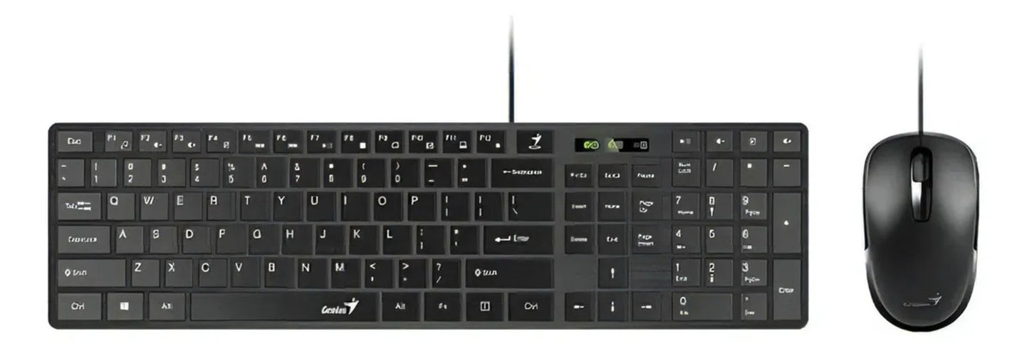 Combo Teclado y Mouse Genius C126 - Alámbrico USB - Resistente a Derrames - Español Negro