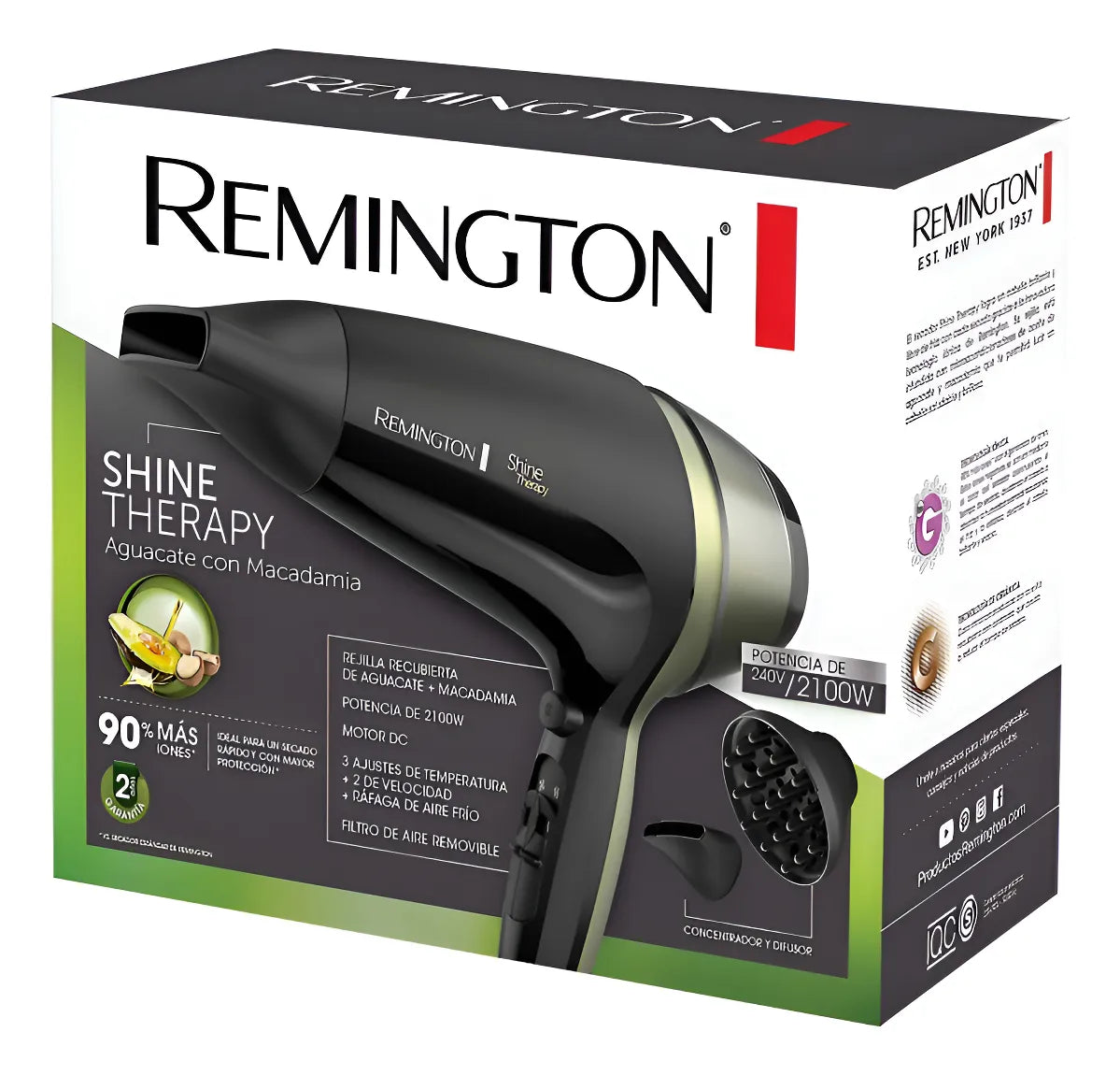 Secador de Cabello Remington Aguacate y Macadamia 110V Original