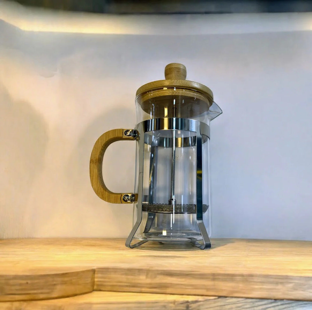 Prensa Francesa Bambú | Cafetera de Émbolo Ecológica en Vidrio y Madera