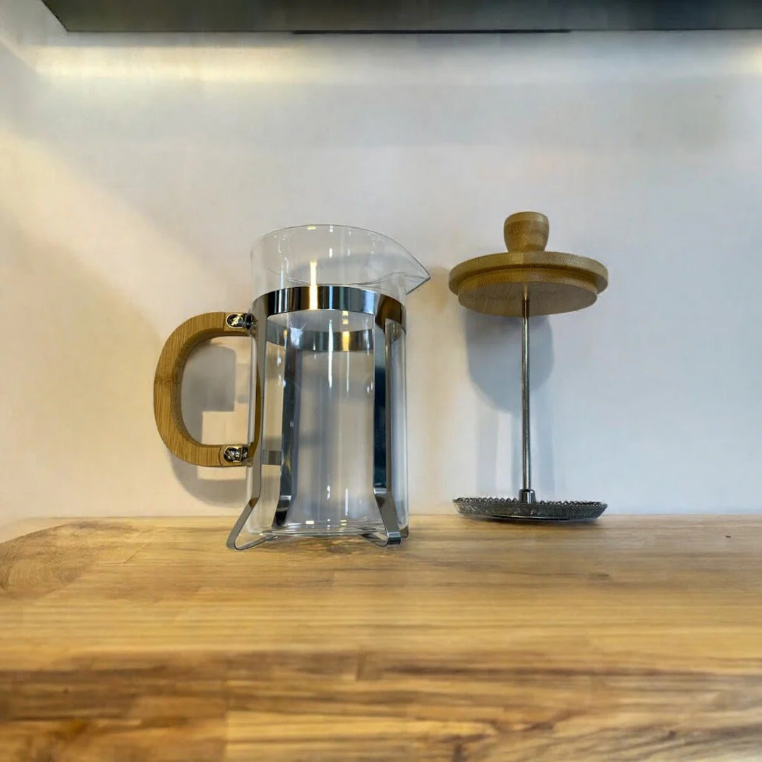 Prensa Francesa Bambú | Cafetera de Émbolo Ecológica en Vidrio y Madera