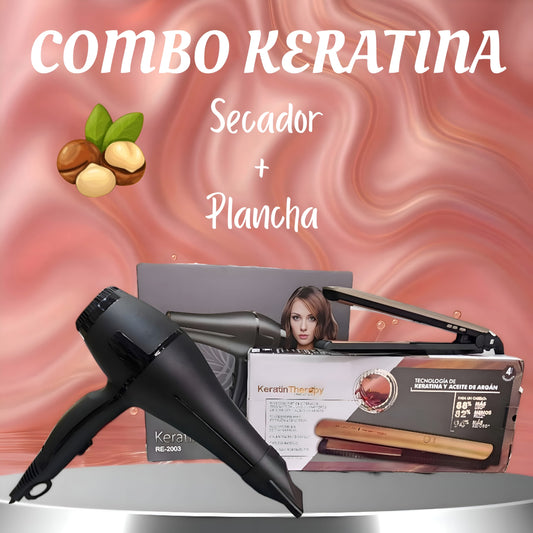 Combo Profesional: Secador 3 Velocidades + Plancha Keratina 230°C (450°F) para Secado y Alisado Perfecto