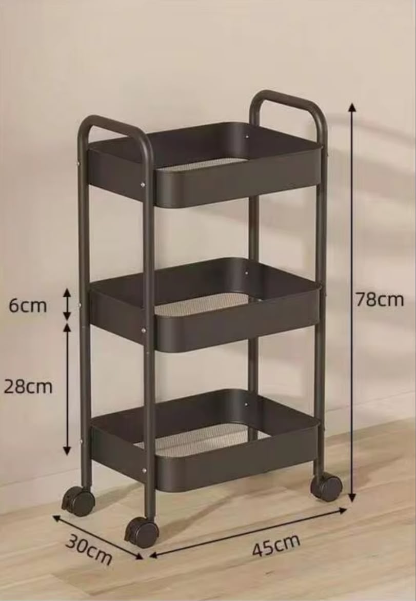 Carrito Organizador Multifuncional 3 Niveles con Ruedas — 45×30×78cm
