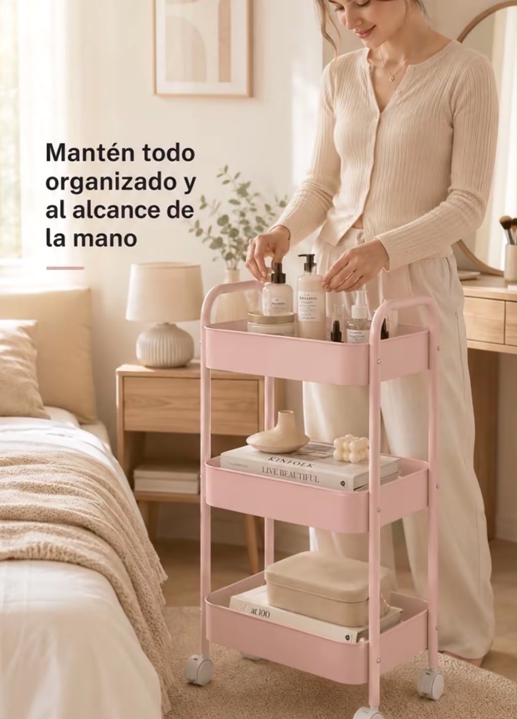 Carrito Organizador Multifuncional 3 Niveles con Ruedas — 45×30×78cm