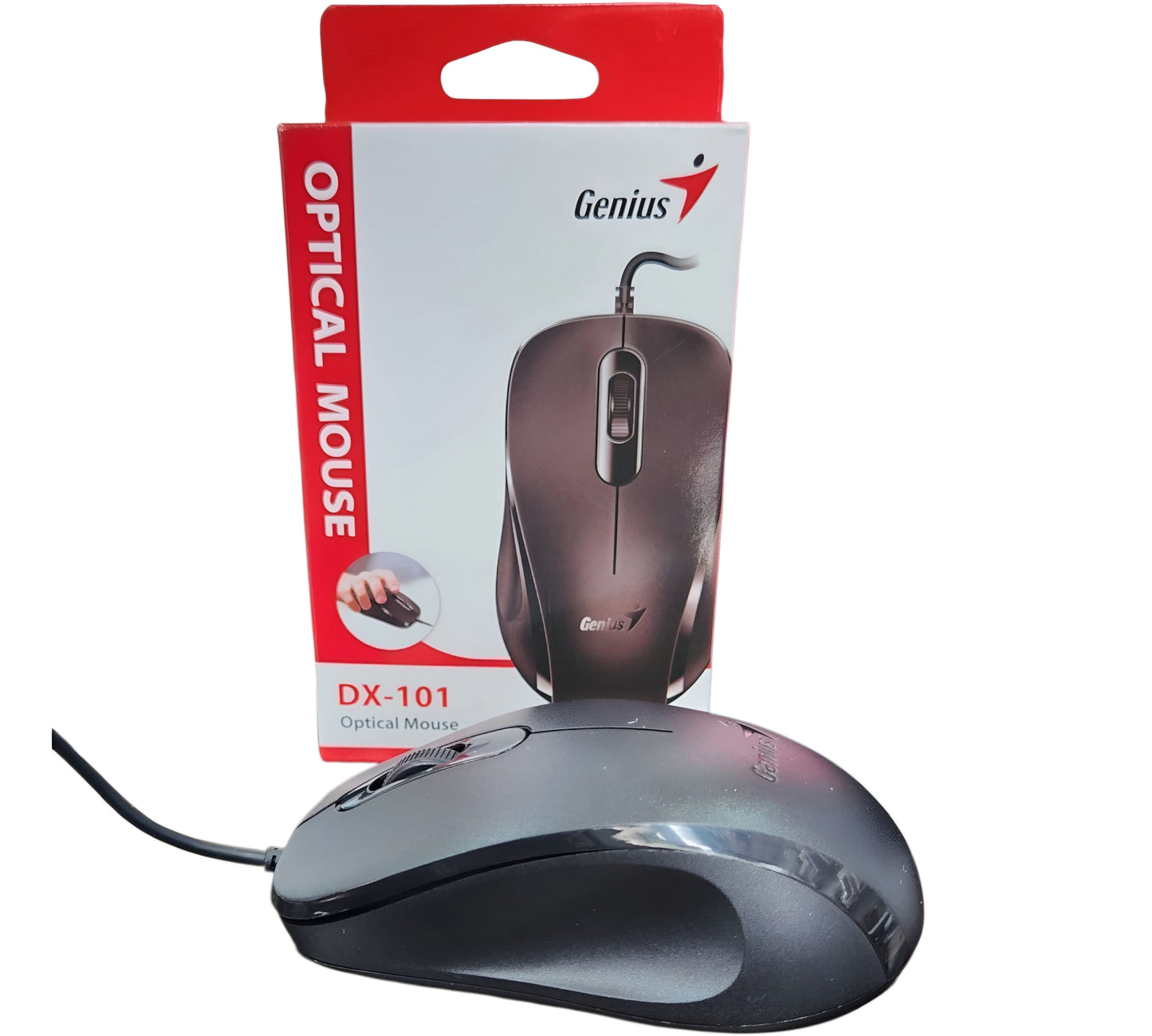 Mouse Óptico Genius DX-101 con Cable USB | Diseño Ergonómico – Color Negro