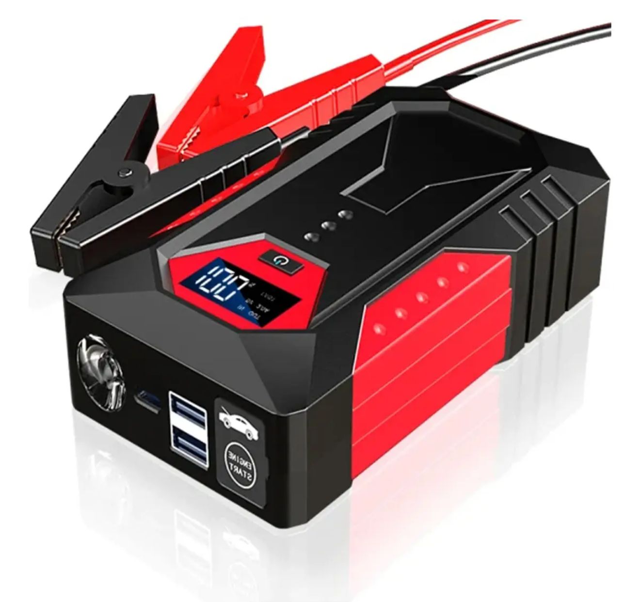 Arrancador de Batería Portátil con Pantalla LCD – Jump Starter 12V para Carro y Moto + Power Bank
