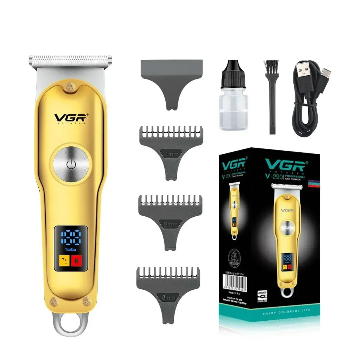 Recortadora Profesional VGR V-290 Inalámbrica | Cuchilla T + Pantalla LED