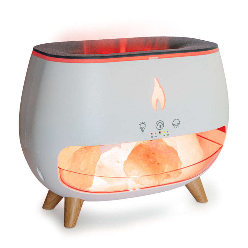 Humidificador Difusor Chimenea con Piedras de Sal KP-6068 Efecto Llama Acabado Madera 260 ml 110V
