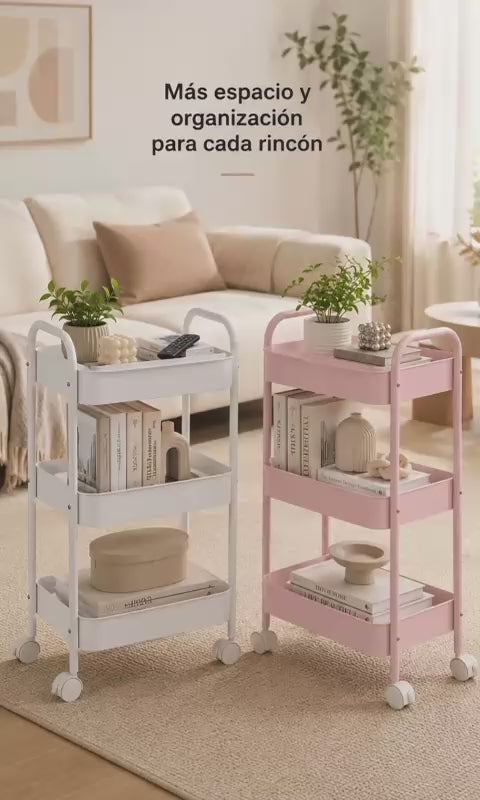 Carrito Organizador Multifuncional 3 Niveles con Ruedas — 45×30×78cm