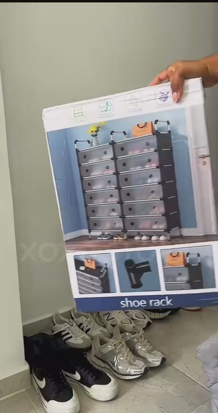 Organizador de Zapatos Doble con Tapa 5 Niveles Estructura Metálica