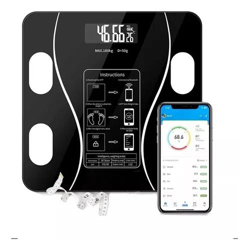 Báscula Digital Inteligente con Bluetooth y Análisis Corporal — Hasta 180 kg