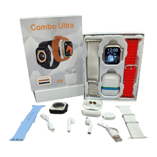 Combo Smart Watch 9 Ultra + AirPods Q9 + 2 correas
