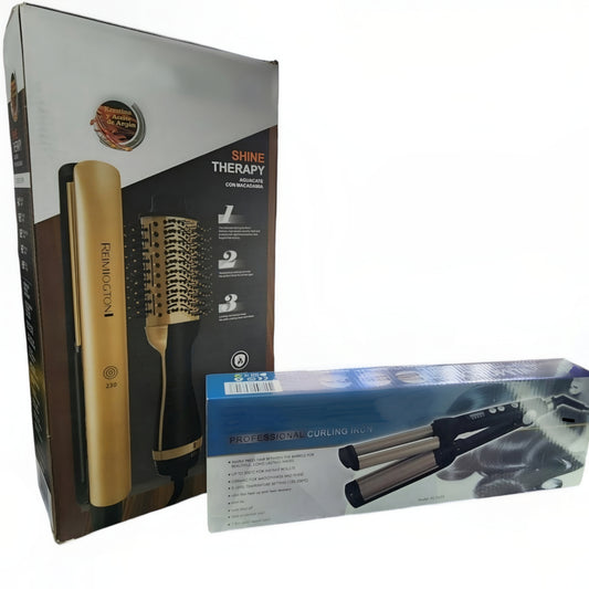 Combo Keratin rizadora tres tubos + cepillo secador y plancha