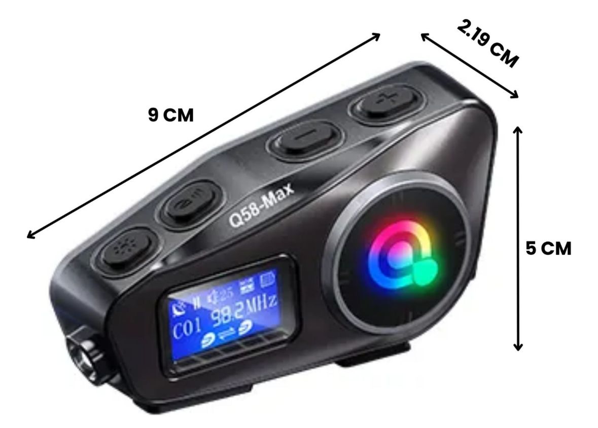 Intercomunicador Bluetooth para Casco de Moto con Radio FM – Q-58 Max | Comunicación Inalámbrica hasta 1000m