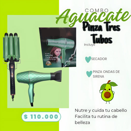 Combo Pinza de 3 Tubos + Secador Profesional – Ondas y Volumen al Instante