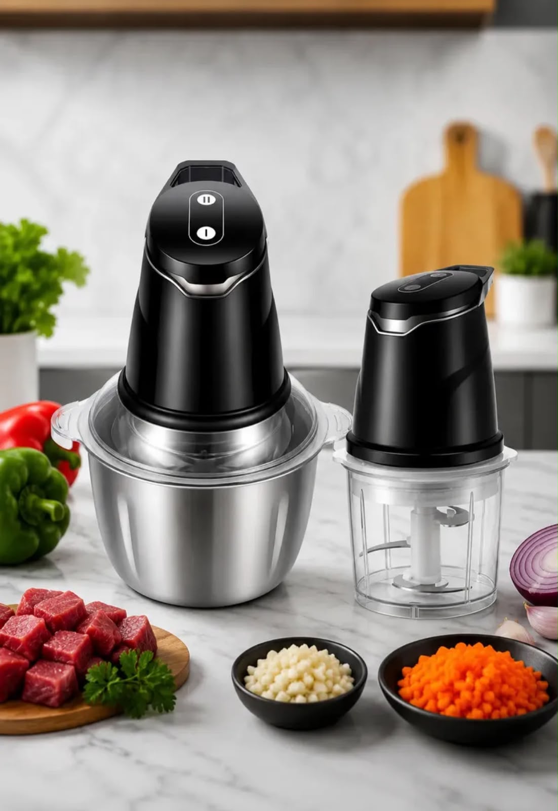 Picatodo Eléctrico Sokany 2 en 1 — 400W con Bowl de Acero 2L y Vaso 0.6L