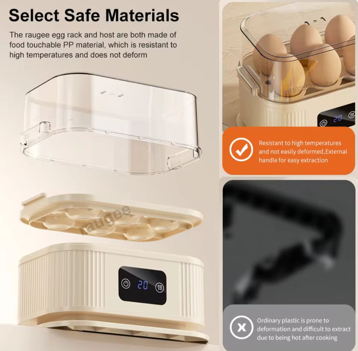 Hervidor Eléctrico para Huevos 6 Unidades con Temporizador Digital y Vapor Circulante