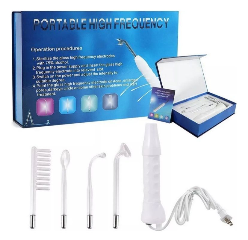 Dispositivo de Alta Frecuencia Portátil Facial y Corporal — 4 Electrodos de Vidrio