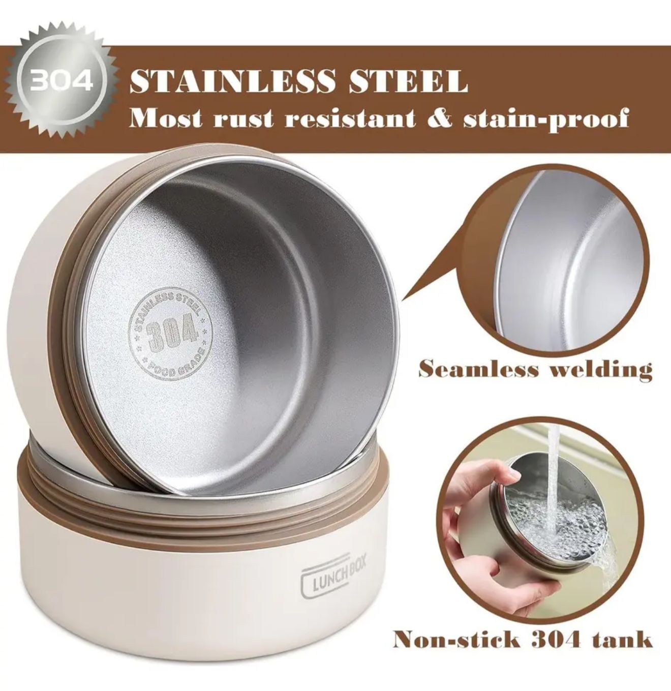 Set Lonchera Hermética x4 en Acero Inoxidable 304 con Bolsa Térmica y Cubiertos