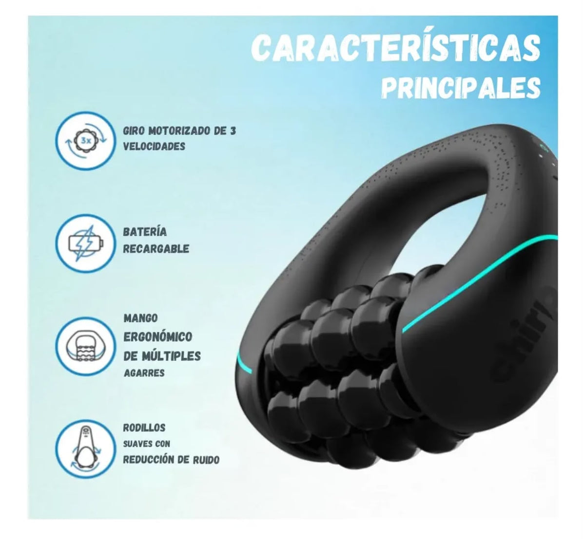 Masajeador Corporal Rodante Motorizado 3 Velocidades Recargable Antiestrés