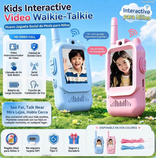 Video walkie talkie para niños YUNBEIDI rosado y azul con pantalla a color y cámara