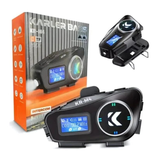 Intercomunicador Bluetooth para Casco de Moto KR-M4 con Pantalla LCD, Radio FM y Luz RGB