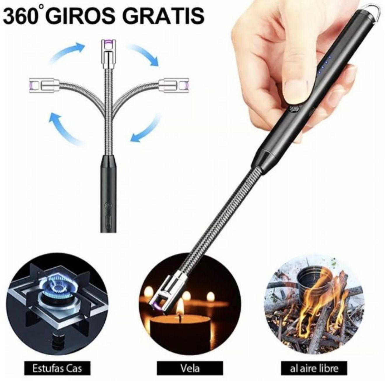 Encendedor Eléctrico Recargable USB con Cuello Flexible