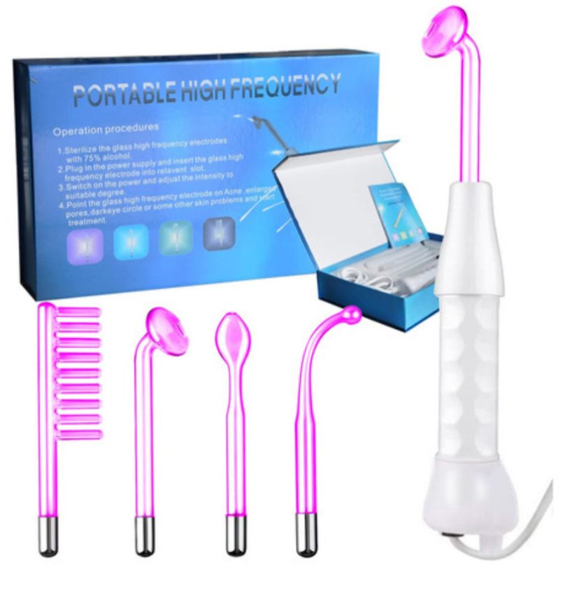 Dispositivo de Alta Frecuencia Portátil Facial y Corporal — 4 Electrodos de Vidrio