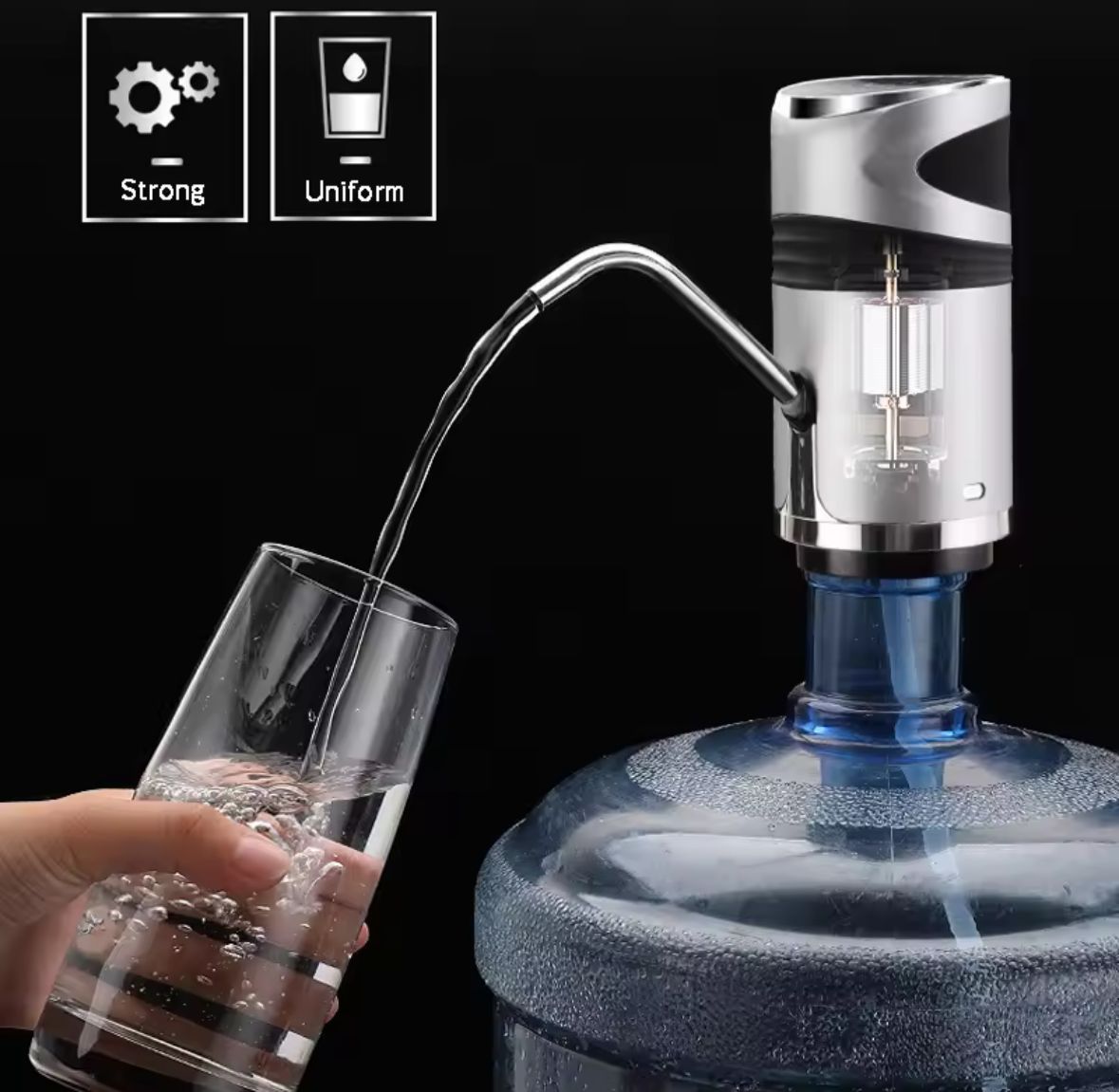 Dispensador Digital de Agua Eléctrico con Pantalla Táctil y Bloqueo Infantil – Recargable USB | Para Botellón 20L