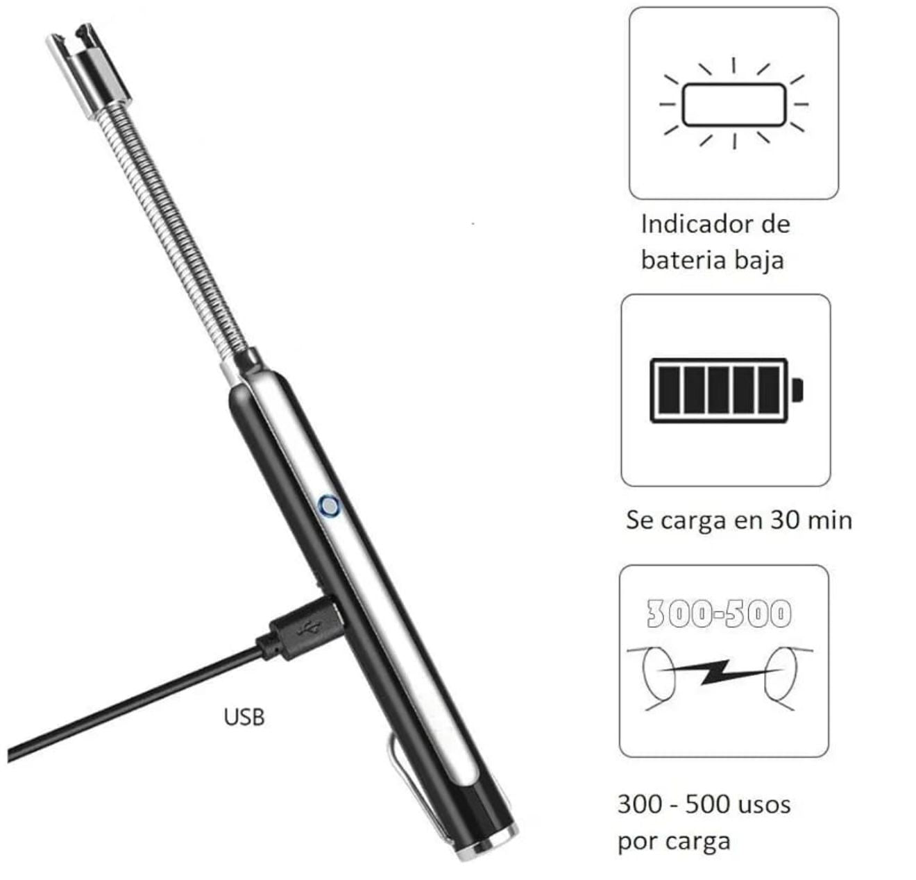 Encendedor Eléctrico Recargable USB con Cuello Flexible