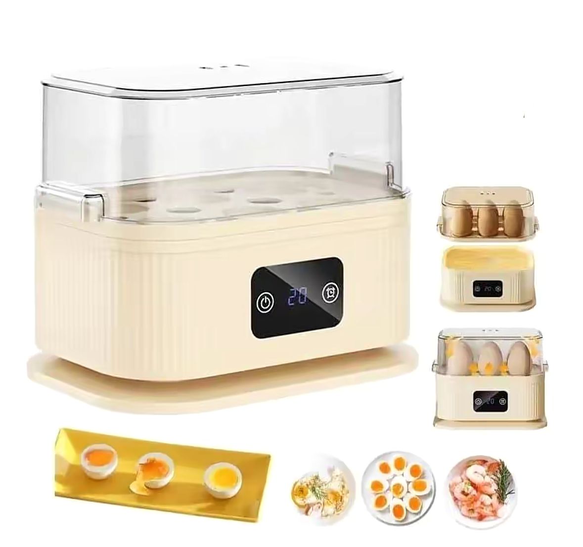 Hervidor Eléctrico para Huevos 6 Unidades con Temporizador Digital y Vapor Circulante