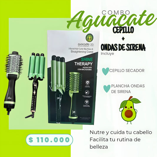 Combo Cepillo Secador + Pinza Ondas de Sirena – Alisa y Ondula Fácilmente