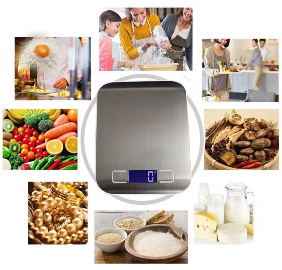 Gramera Digital de Cocina en Acero Inoxidable — Hasta 5kg Precisión 1g con Pantalla LCD
